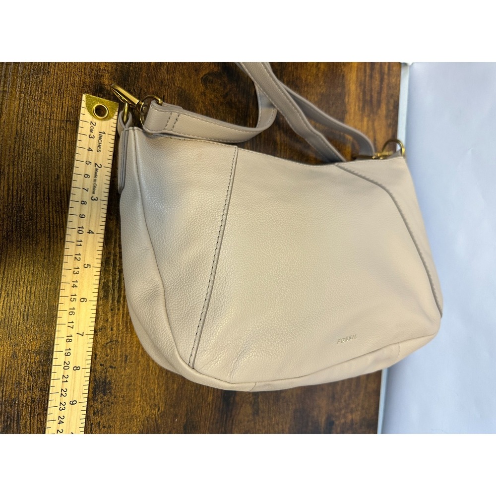 Fossil Skylar Cowhide Leather Crossbody Shoulder Bag Cream Detachable Long Strap - Picture 6 of 12